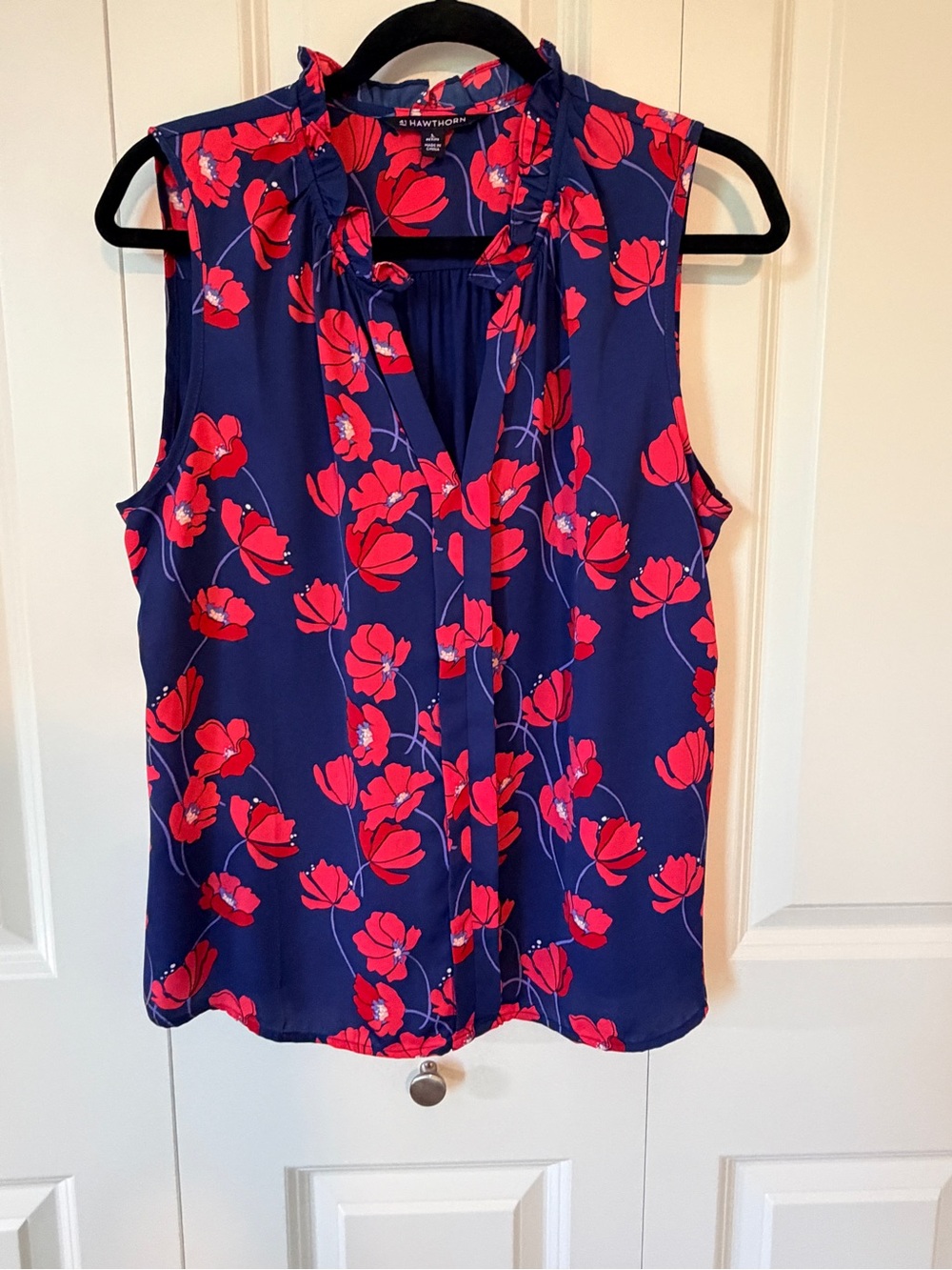 41 Hawthorn Navy Sleeveless Camisole with Bright Pink Floral Print